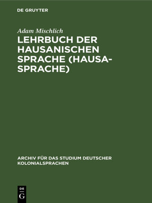 cover image of Lehrbuch der hausanischen Sprache (Hausa-Sprache)